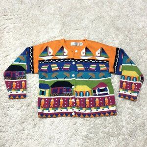 Vintage Design Options by Phillip and Jane Gordon  Each Fish Colorful Sweater, L
